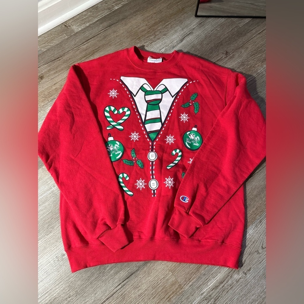 Notre Dame Fighting Irish Sweatshirt Christmas Champion Red Green Pullover L